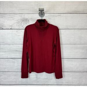 NILS Women's Red Long Sleeve Quarter Zip Pullover Top Size Large